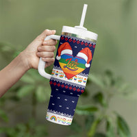 LGBT Heart Christmas Yall Christmas Tumbler With Handle Xmas Holiday Patterns - Wonder Print Shop