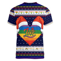 LGBT Heart Christmas Yall Christmas Women V-Neck T-Shirt Xmas Holiday Patterns - Wonder Print Shop