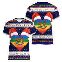 LGBT Heart Christmas Yall Christmas Women V-Neck T-Shirt Xmas Holiday Patterns - Wonder Print Shop
