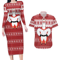 Llama Superhero Christmas Couples Matching Long Sleeve Bodycon Dress and Hawaiian Shirt Xmas Holiday Patterns - Wonder Print Shop