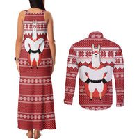 Llama Superhero Christmas Couples Matching Tank Maxi Dress and Long Sleeve Button Shirt Xmas Holiday Patterns - Wonder Print Shop