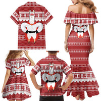 Llama Superhero Christmas Family Matching Mermaid Dress and Hawaiian Shirt Xmas Holiday Patterns - Wonder Print Shop