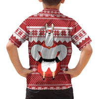 Llama Superhero Christmas Family Matching Off The Shoulder Long Sleeve Dress and Hawaiian Shirt Xmas Holiday Patterns - Wonder Print Shop