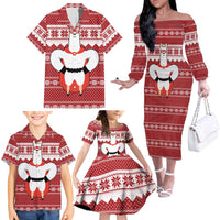 Llama Superhero Christmas Family Matching Off The Shoulder Long Sleeve Dress and Hawaiian Shirt Xmas Holiday Patterns - Wonder Print Shop