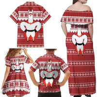 Llama Superhero Christmas Family Matching Off Shoulder Maxi Dress and Hawaiian Shirt Xmas Holiday Patterns - Wonder Print Shop