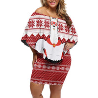 Llama Superhero Christmas Family Matching Off Shoulder Short Dress and Hawaiian Shirt Xmas Holiday Patterns - Wonder Print Shop