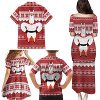 Llama Superhero Christmas Family Matching Puletasi and Hawaiian Shirt Xmas Holiday Patterns - Wonder Print Shop