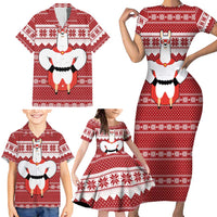 Llama Superhero Christmas Family Matching Short Sleeve Bodycon Dress and Hawaiian Shirt Xmas Holiday Patterns - Wonder Print Shop