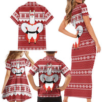 Llama Superhero Christmas Family Matching Short Sleeve Bodycon Dress and Hawaiian Shirt Xmas Holiday Patterns - Wonder Print Shop