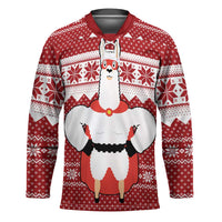 Llama Superhero Christmas Hockey Jersey Xmas Holiday Patterns - Wonder Print Shop