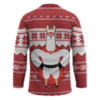 Llama Superhero Christmas Hockey Jersey Xmas Holiday Patterns - Wonder Print Shop