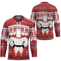 Llama Superhero Christmas Hockey Jersey Xmas Holiday Patterns - Wonder Print Shop