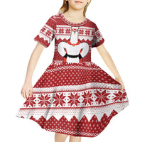 Llama Superhero Christmas Kid Short Sleeve Dress Xmas Holiday Patterns - Wonder Print Shop