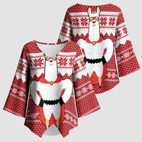 Llama Superhero Christmas Kimono Sleeve Blouse Xmas Holiday Patterns - Wonder Print Shop
