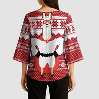 Llama Superhero Christmas Kimono Sleeve Blouse Xmas Holiday Patterns - Wonder Print Shop