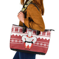 Llama Superhero Christmas Leather Tote Bag Xmas Holiday Patterns - Wonder Print Shop