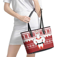Llama Superhero Christmas Leather Tote Bag Xmas Holiday Patterns - Wonder Print Shop