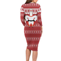 Llama Superhero Christmas Long Sleeve Bodycon Dress Xmas Holiday Patterns - Wonder Print Shop