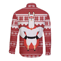 Llama Superhero Christmas Long Sleeve Button Shirt Xmas Holiday Patterns - Wonder Print Shop