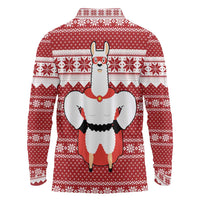 Llama Superhero Christmas Long Sleeve Polo Shirt Xmas Holiday Patterns - Wonder Print Shop
