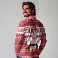 Llama Superhero Christmas Long Sleeve Polo Shirt Xmas Holiday Patterns - Wonder Print Shop