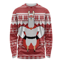 Llama Superhero Christmas Long Sleeve Shirt Xmas Holiday Patterns - Wonder Print Shop