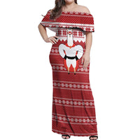 Llama Superhero Christmas Off Shoulder Maxi Dress Xmas Holiday Patterns - Wonder Print Shop