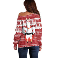 Llama Superhero Christmas Off Shoulder Sweater Xmas Holiday Patterns - Wonder Print Shop