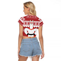 Llama Superhero Christmas Raglan Cropped T Shirt Xmas Holiday Patterns - Wonder Print Shop