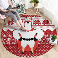Llama Superhero Christmas Round Carpet Xmas Holiday Patterns - Wonder Print Shop