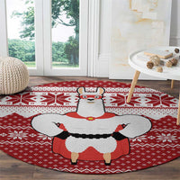 Llama Superhero Christmas Round Carpet Xmas Holiday Patterns - Wonder Print Shop