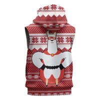 Llama Superhero Christmas Sleeveless Zip Hoodie Xmas Holiday Patterns - Wonder Print Shop