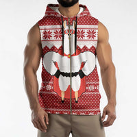 Llama Superhero Christmas Sleeveless Zip Hoodie Xmas Holiday Patterns - Wonder Print Shop