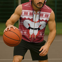 Llama Superhero Christmas Sleeveless Zip Hoodie Xmas Holiday Patterns - Wonder Print Shop