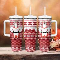 Llama Superhero Christmas Tumbler With Handle Xmas Holiday Patterns - Wonder Print Shop