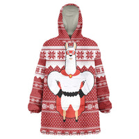 Llama Superhero Christmas Wearable Blanket Hoodie Xmas Holiday Patterns - Wonder Print Shop