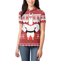 Llama Superhero Christmas Women Polo Shirt Xmas Holiday Patterns - Wonder Print Shop