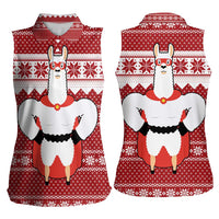 Llama Superhero Christmas Women Sleeveless Polo Shirt Xmas Holiday Patterns - Wonder Print Shop