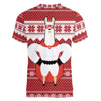 Llama Superhero Christmas Women V-Neck T-Shirt Xmas Holiday Patterns - Wonder Print Shop