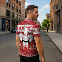 Llama Superhero Christmas Zipper Polo Shirt Xmas Holiday Patterns - Wonder Print Shop