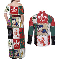Louisiana Famous Things Christmas Couples Matching Off Shoulder Maxi Dress and Long Sleeve Button Shirt Xmas Holiday Patterns - Wonder Print Shop