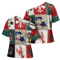 Louisiana Famous Things Christmas Cross Shoulder Shirt Xmas Holiday Patterns - Wonder Print Shop