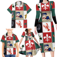 Louisiana Famous Things Christmas Family Matching Long Sleeve Bodycon Dress and Hawaiian Shirt Xmas Holiday Patterns - Wonder Print Shop