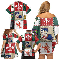 Louisiana Famous Things Christmas Family Matching Off Shoulder Short Dress and Hawaiian Shirt Xmas Holiday Patterns - Wonder Print Shop
