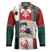 Louisiana Famous Things Christmas Hockey Jersey Xmas Holiday Patterns - Wonder Print Shop