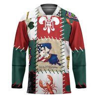 Louisiana Famous Things Christmas Hockey Jersey Xmas Holiday Patterns - Wonder Print Shop
