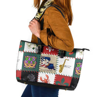 Louisiana Famous Things Christmas Leather Tote Bag Xmas Holiday Patterns - Wonder Print Shop