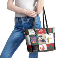 Louisiana Famous Things Christmas Leather Tote Bag Xmas Holiday Patterns - Wonder Print Shop