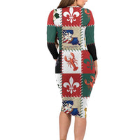 Louisiana Famous Things Christmas Long Sleeve Bodycon Dress Xmas Holiday Patterns - Wonder Print Shop