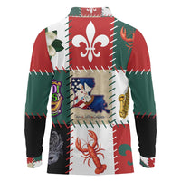 Louisiana Famous Things Christmas Long Sleeve Polo Shirt Xmas Holiday Patterns - Wonder Print Shop